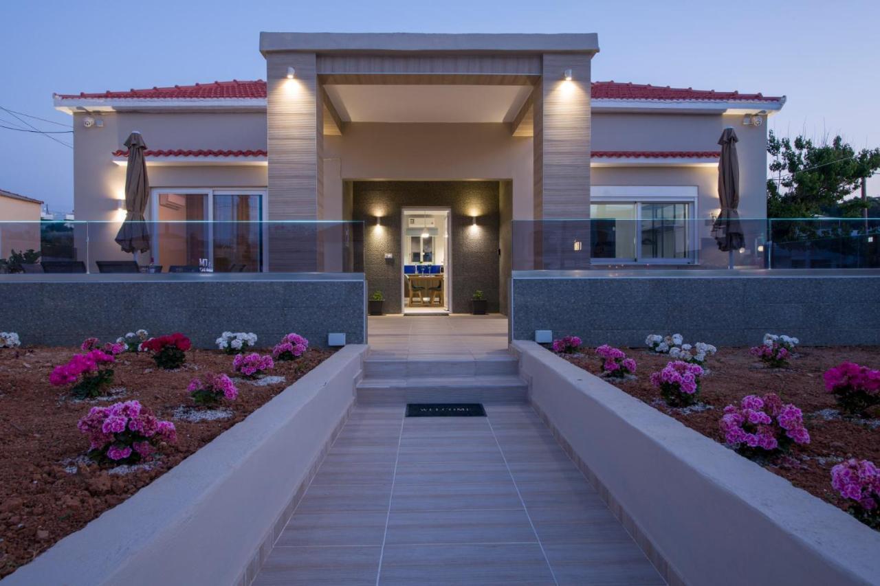 Luxury Villa Eva-Mari With Jacuzzi, 50M From The Beach Stalos Exterior photo